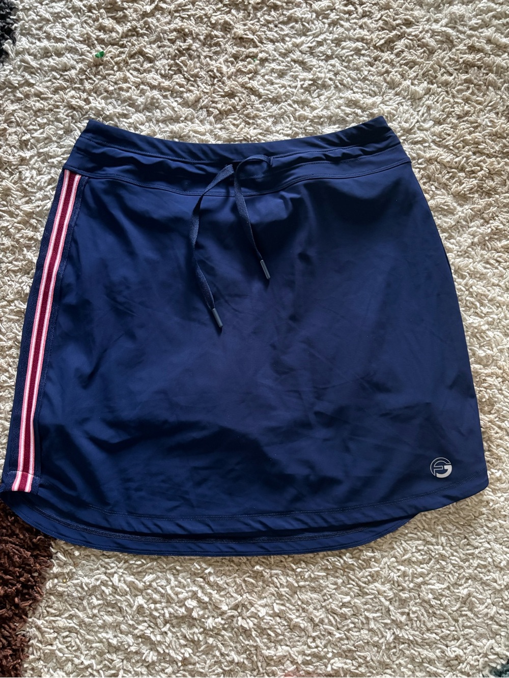 Women's Navy Athletic Skort with Pink Stripe